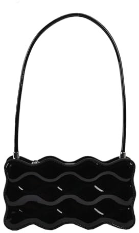 NICOLE & DORIS Borsa a Tracolla da Donna Piccola - Borsa a Spalla Moda in Vernice Pelle - Borsetta Pochette Elegante Satchel da Sera Nero