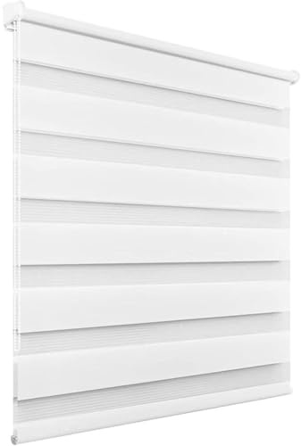 Doppelrollo Klemmfix ohne Bohren 60x200cm(BxH) Weiß,Rollo Klemmrollo mit Lichtdurchlässig und Verdunkelnd/Höhe Stufenlos Verstellbar für Schlafzimmer,Badezimmer,Wohnzimmer Fenster und Tür