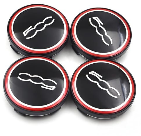 4 Pezzi Coprimozzo per Fiat 500/500L/500X 60mm, Coprimozzi Ruota Con Logo Auto Emblema, Centrale Copri Badge