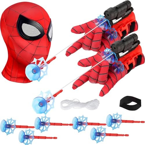 wzkhlsy 2 Set Spider Launcher Handschuh, Super Spider Launcher, Handgelenk Spielzeug Set, Kids Spider Hero Handschuhe, Spider Spielzeug Web Shooter, für Fasching Spider Cosplay Spider Geschenk.