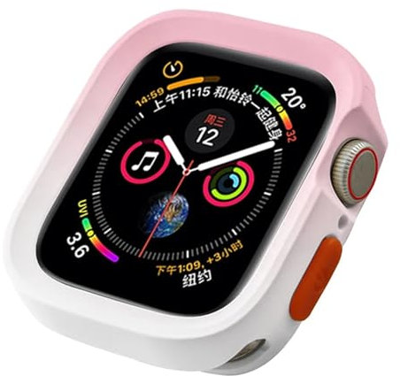 HKTS Funda de TPU para Apple Watch Series Ultra 49 mm 9 8 7 41 mm 45 mm, carcasa con marco de parachoques para iWatch 6 5 SE 4 40 44 mm(Pink white,40mm)