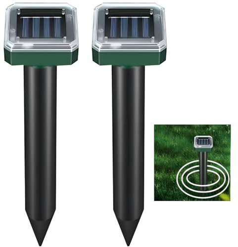 2 Pezzi Dissuasori per Talpe Ultrasuoni, Solare Repellente per Anti Talpa, Impermeabile Dissuasori per Topi da Esterno, Veleno per Talpe Giardino Serp e Giardini Esterni Efficace Contro