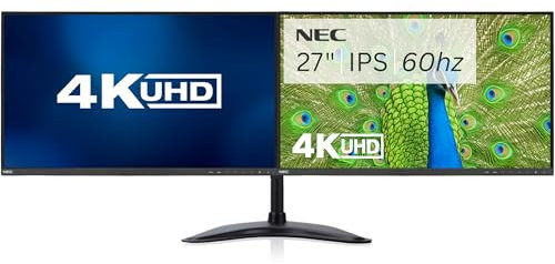 COMPUCLEAR Dual Monitor Setup 2x MultiSync EA271U, 27” 4K UHD IPS Display, 2x HDMI, DP, USB 3.1-A/B/C, Black (Renewed)