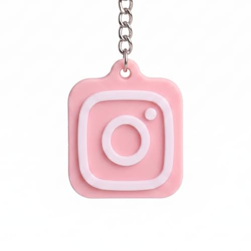 Personalisierter 3D NFC Instagram Tag Schlüsselanhänger - Rosa Weiß - Individuell Gestaltbar mit Farbauswahl, Schlüsselring, Geschenkidee