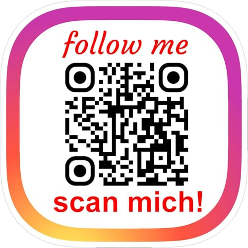 Personalisierte QR Code Aufkleber – für Social Media & Google Bewertungen | Individuell mit deinem Link | Auto-, Laptop- & Versandaufkleber | Scan mich Follow me (Insta quadrat)