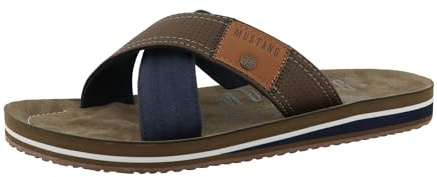 MUSTANG Herren Pantolette mit Cross-Over-Riemen und Lederdecksohle 26M0221002, Größe:45 EU, Farbe:Grün