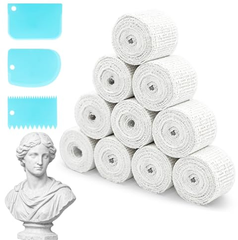 XIANGLONGY Gipsbinden Set 13-teilig, 10 Rollen 5 cm × 2,7 m zum Basteln | Gipsgewebe für Masken, Figuren, Modellbau und kreative DIY-Projekte; die Rollen lassen sich nach Bedarf zuschneiden.