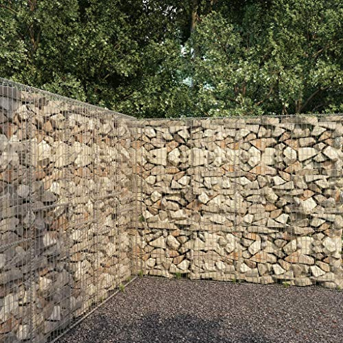 Paroi de gabion galvanisée avec couvercle - 300 x 50 x 200 cm - Panier à gabion en acier - Longueur : 3 m - Largeur : 0,5 m - Hauteur : 2 m