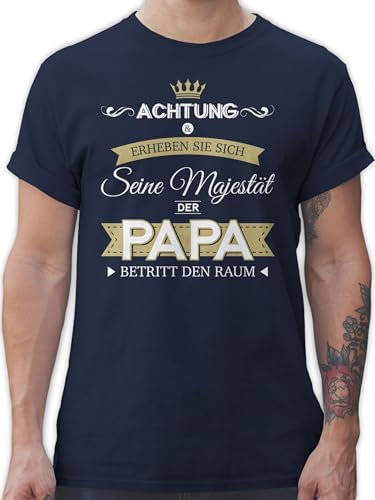 T-Shirt Herren - Seine Majestät der Papa - L - Navy Blau - t Shirt Vater Vatertagsgeschenk Tshirt Vatertag Bester Shirts fatertagsgeschenk Vatertagsgeschenke väter ihre t-Shirts