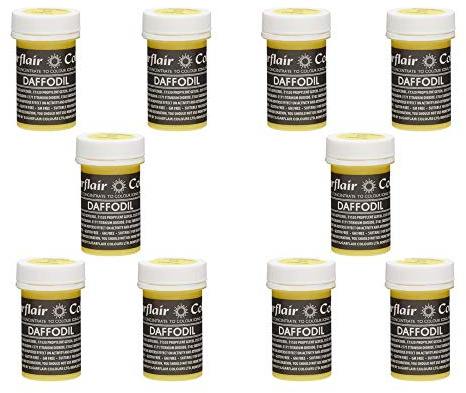 Sugarflair Daffodil Pastel Food Colouring Paste, Highly Concentrated for Use with Sugar Pastes, Buttercream, Royal Icing or Cake Mix, Subtle Colour Dye - 25g (Pack of 10)