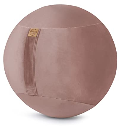 Magma-Heimtex Sitting Ball SAMT Uni Sitzball mit Samt-Bezug, ergonomisch Sitzen im Büro & Zuhause, 65 cm Ø, Gymnastikball mit Samthülle, Fitnessball mit Tragegriff, 30°C waschbar, Altrose