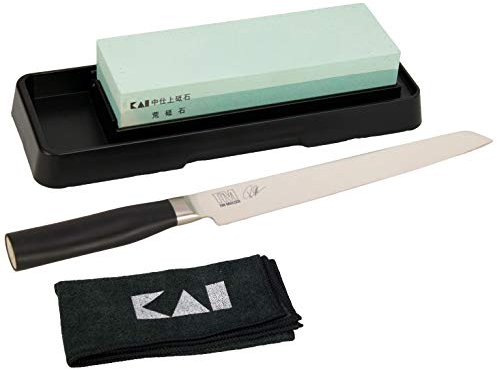 KAI Shun Tim Mälzer Kamagata Schinkenmesser (TMK-0704) + KAI-Kombinationsschleifstein (400/1000 Körnung)+ Premium Pflegetuch von KAI