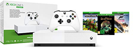 Pack Console Microsoft Xbox One S All Digital 1 To Blanc 3 Jeux inclus (Minecraft + Sea of Thieves + Forza Horizon 3) + 1 mois d'abonnement Xbox Live Gold