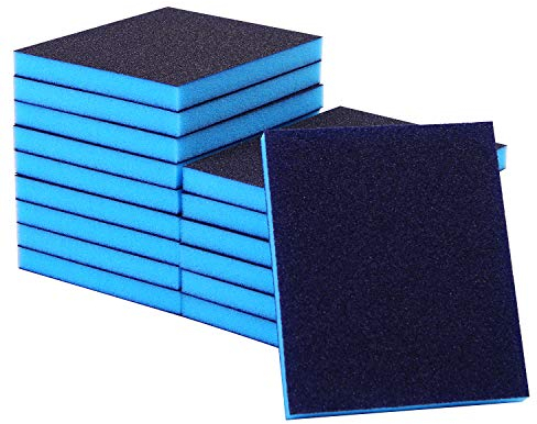 Elcoho - Juego de 16 esponjas de lija de grano de lija de 4 grados extra finas, superfinas y de arena de pulido medio, lavable y reutilizable