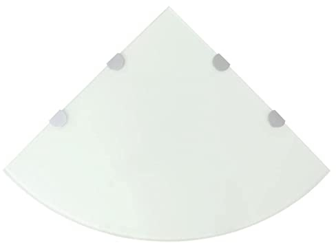 vidaXL 2X Eckregal mit verchromten Halterungen Glasregal Badregal Wandregal Glasboden Glas Ablage Boden Glasplatte Glas Weiß 45x45cm