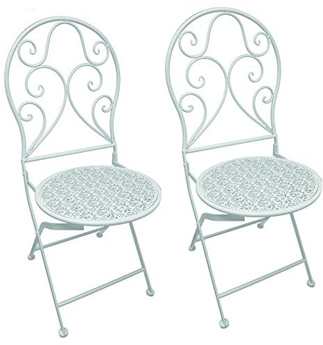 HTI-Line Gartenstuhl 2er-Set Lani Weiß Metallstuhl nostalgisch Klappstuhl