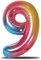 envami® Luftballon Geburtstag XXL Regenbogen Rainbow - Riesen Folienballon in 40 - 101cm Geburtstagsdeko - Ballon Zahl Deko zum Geburtstag - fliegt mit Helium (Zahl 9)