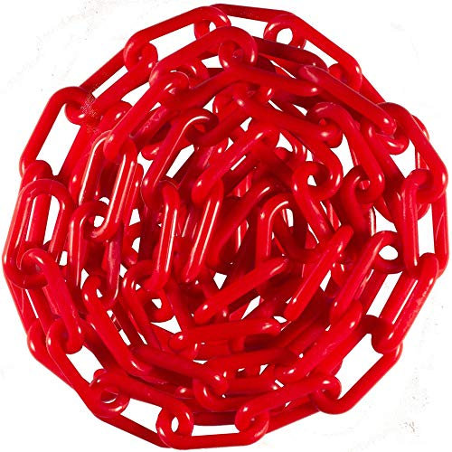 Cadena de barrera de plástico para aparcamiento, barrera de plástico, cadena de peligro, negro/rojo/blanco/amarillo, 5M/8M/10M (6mm* 10M, rojo)