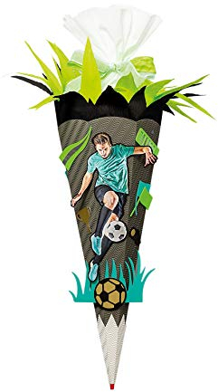 ROTH Schultüten-Bastelset mit Effekten (Sound) und Moosgummiteilen Fußball-Star 68 cm groß - 6-eckig Rot(h)-Spitze - Kreppverschluss