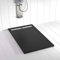 Shower Online Receveur de douche en résine FLOW - 90x90 - Texture Ardoise - Antidérapant - Noir RAL 9005 - Toutes les tailles disponibles - Y compris la Grille en Acier Inoxydable et la Bonde