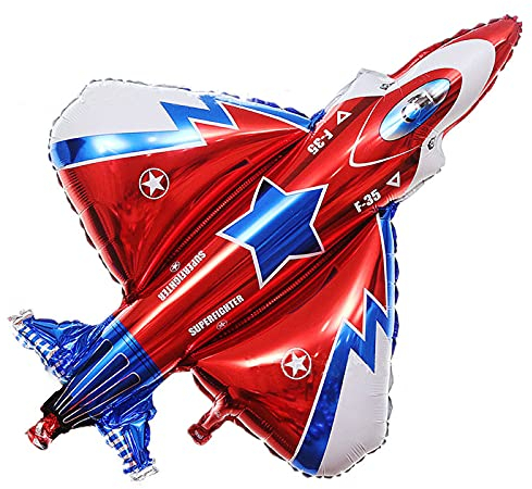 ballonfritz® Jet Ballon - XXL Düsenjäger Luftballon 95x90x20cm als Geburtstagsgeschenk, Party-Deko oder Überraschung für den Kindergeburtstag