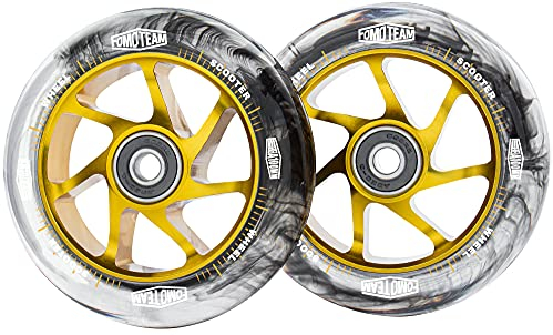 fomo team Scooter Ersatzräder scooter Rollen Räder 100mm24mm Aquarelleffekt EIN Paar mit ABEC-9 Kugellager CNC Metallkern für Apollo Albott Hudora Fuzion