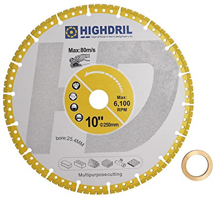 HIGHDRIL Disco Diamantato Gres Metalli - 230mm Dischi Taglio per Lamiera Metallo Ferro Angolare Acciaio Inox Calcestruzzo Granito Marmo Tondo per Cemento Armato