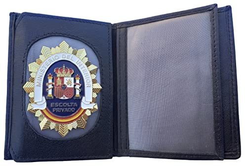 Tiendas LGP- Cartera Portaplaca de Piel - Escolta Privado, Billetero, Tarjetero, Color Negro