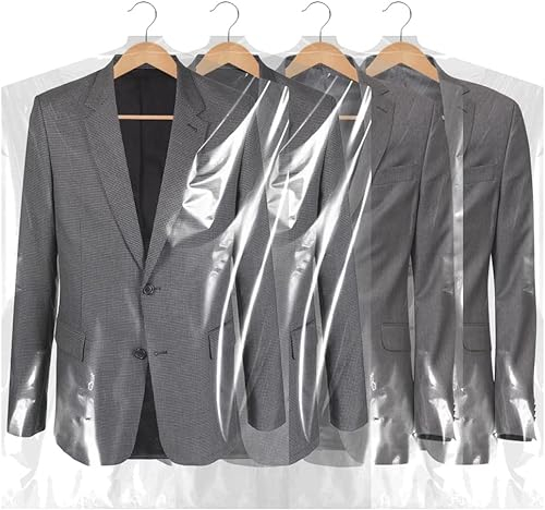 BEISHIDA 25 Stücke 90 cm Kunststoff Kleidersack Chemische Reinigung Taschen Klare Plastiktüte Chemische Reinigung Wäschesäcke Kleidung Abdeckung Kleidung Aufbewahrung Für Lange Kleider Rock Mantel