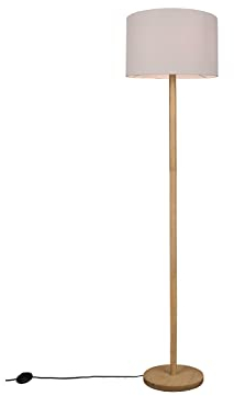 TRIO Beleuchtung LED Stehlampe mit Stoffschirm in Weiß und Holzfuß - Höhe 162cm, Skandinavisches Design