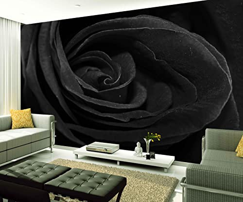 XAONUO Fleurs Fond D'Écran 3D Mural Noir Fleurs Roses 140X70Cm Papier Peint Intissé Tapisserie Murales Panoramique 3D Mur De Fond Tv Papier Peint Poster Murales