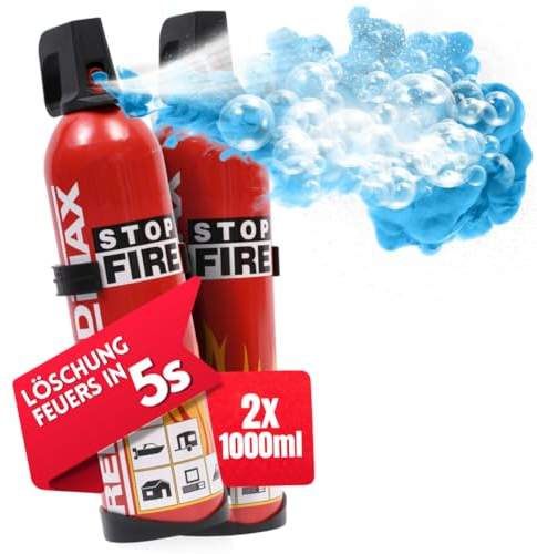 notlok Safety Work - 2X 1000g Aerosol Extintor Casa | Incendios A B + E <1000 V | Extintor Coche, Extintor Cocina, Extintores para Oficinas y Lugares de Trabajo, Extintores Pequeños