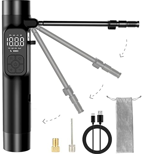 OUXI Elektrische Luftpumpe mit 6000mAh Akku, I50PSI Akku Luftpumpe Fahrrad Mini Reifenpumpe mit LCD LED-Licht Tragbar Fahrradpumpe Kompressor für Fahrrad,Motorrad,Auto,Bälle und Schwimmringe