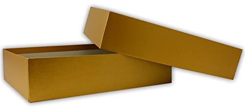 Hochwertige Aufbewahrungs- und Geschenkboxen - 2 Stück - DIN A4 - Gold glänzend - 302 x 213 x 70 mm