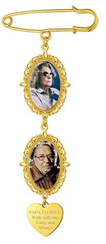 FindChic Broche Personnalisé 1-4 Charme Ovale pour Médaillon Photo Bouquet de Mariée Bijoux Famille Noël Graver Breloque et Pin Mariage Personnalisable Costume Charme à Épingle en Acier Inoxydable
