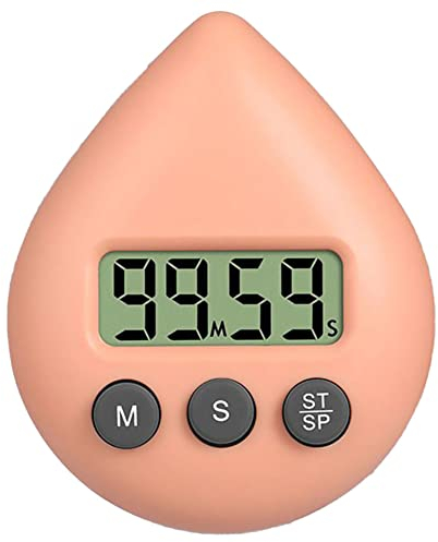 ZYNCUE Horloge de salle de bain - Minuteur de douche numérique étanche - En forme de goutte d'eau - 5 couleurs - Économie d'énergie - Minuteur de cuisine (orange)