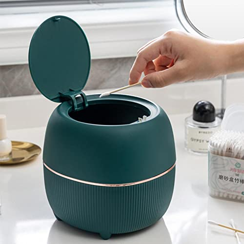 FIYSON Mini Poubelle de Bureau-Poubelle de Bureau créative en plastique Poubelle de Table avec Couvercle à Bouton-Petite Poubelle de Bureau à Domicile pour bureau,chambre cuisine table (vert)