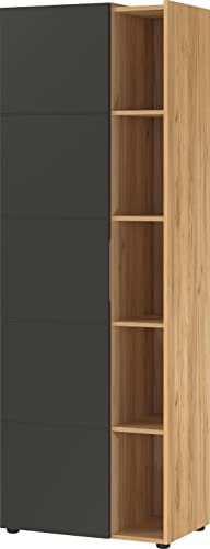 Germania Aktenschrank 1777-560 GW-Olvera, griffloses Design, in Navarra-Eiche-Nb./Graphit, 62 x 182 x 41 cm (BxHxT)