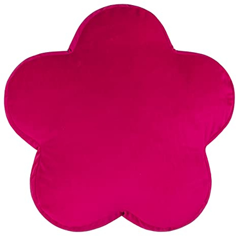 furn. Heya Home Flower Velvet Cushion – Reversible Design, Playful Shape (Hot Pink - 45x45cm)