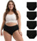 INNERSY Culotte Noire Femme Grande Taille Culottes Coton Shorty Post Accouchement Lot de 4 (52-54, 4 Noir Uni)