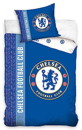 Chelsea FC-Logo Set mit Einzelbettbezug und Kissenbezug aus 100% Baumwolle