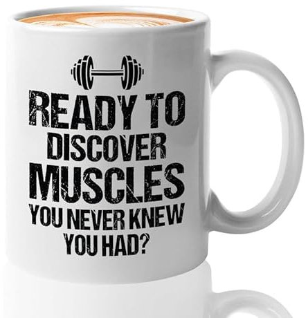 Luxe Gifting Taza de café para entrenador personal, 325 ml, color blanco, descubre músculos, instructor de fitness, entrenador, amante del ejercicio, amante del cardio, entrenador de gimnasio