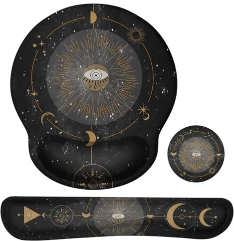 HAOCOO Mouse Pad Wrist Support Set, Ergonomic Mouse Pad with Non-Slip Base for Computer Home Office Decor, Easy Typing & Pain Relief Mouse Mat with Wrist Support, Astrology