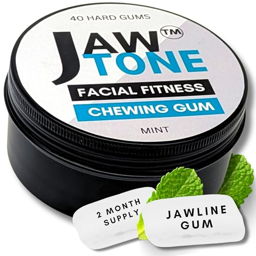 JawTone™ - Chewing gum dur pour le fitness du visage et l'amélioration de la mâchoire Menthe 2 mois QTY (40 unités) d'entraînement révolutionnaire pour renforcer la forme, définir serrer votre visage
