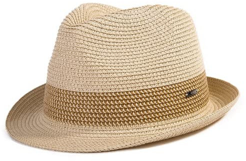 Comhats Herren Strohhut Trilby für Sommer, Sonnenschutz Faltbarer Panama Hut, Fedora für Strand, Festival - Rollbar & Stilvoll Beige XS 52-54CM