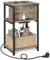 VASAGLE Beistelltisch, Nachttisch mit Steckdose, schmal, 2 AC-Anschlüsse, 2 USB-Anschlüsse, 30 x 34 x 58 cm, für Wohnzimmer, Schlafzimmer, haselnussbraun-schwarz LET375K01