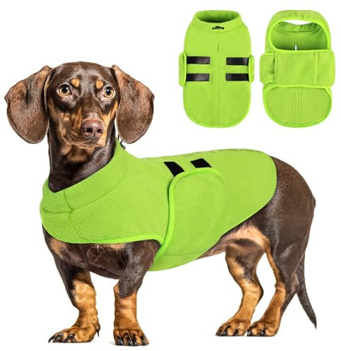 PUZAUKAL Hundepullover Fleece Weste Hundemäntel Winter Warmer Hundeweste für Kleine Hunde Weicher Fleece Hundejacke mit Geschirr Pullover für Mittel Großen Hund Katze-Grün(XL)