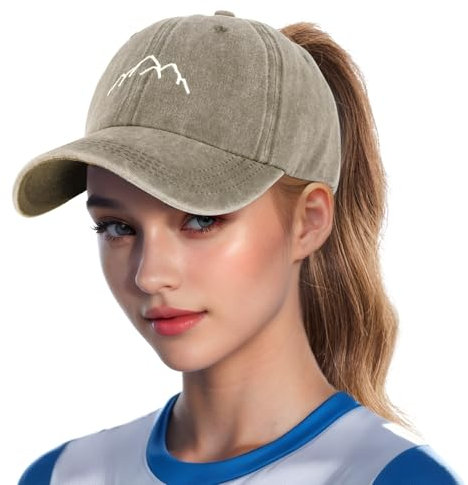 HeyCaps Pferdeschwanz Baseball Cap Damen Atmungsaktiv Verstellbare Baseballkappe Baumwolle Mütze Sonnenschutz Basecap