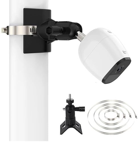 360° Adjustable Wall Mount For Ring Stick UP Camera,Arlo Pro 4/2/3, Arlo Ultra, Arlo Essential Spotlight ,E-ufy Cam 2C, Drain/Steel Pipe Home Security System Mount, With 4 adjustable clamping rings