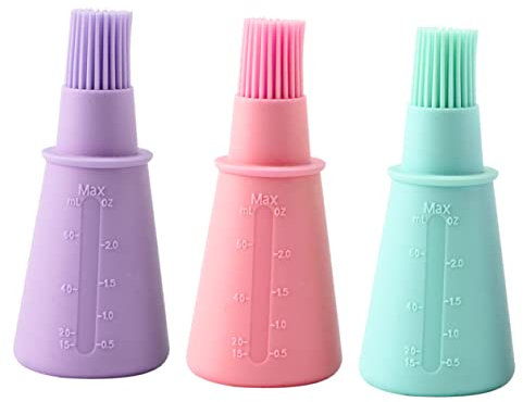 BCOATH 3pcs BBQ Oil Bottle Brush Silicone BBQ Tools for Portable Grill Scale Design for Easy Bottling Heat Resistant Easy to Clean